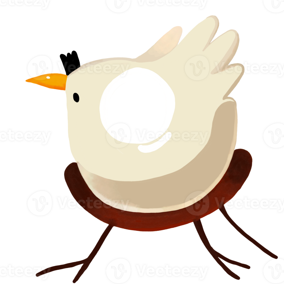 Watercolor and drawing for cute cartoon chicken or hen. Digital painting of icon illustration. Animal element decoration. png