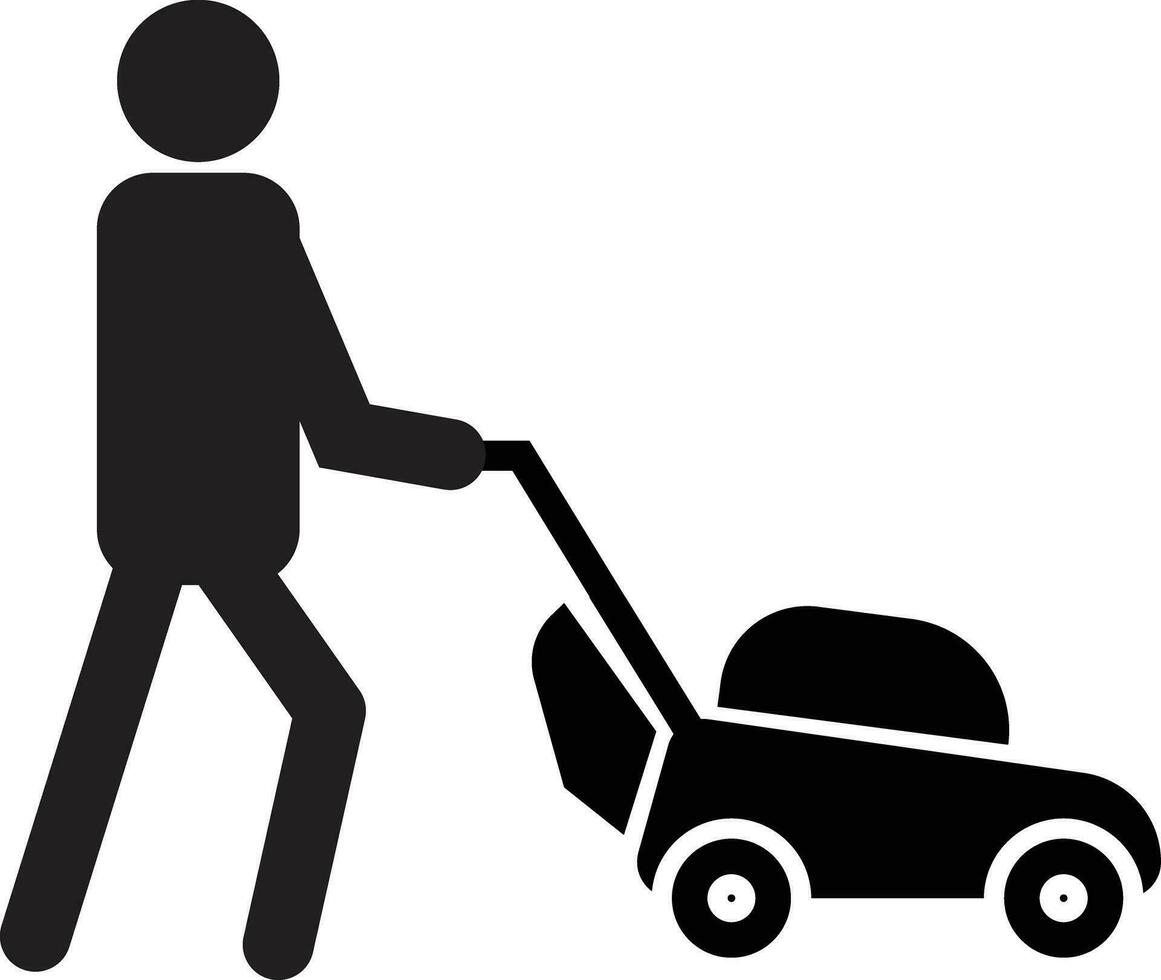 lawn mower boy icon. lawnmower symbol.  grass clipper sign. flat style.con vector