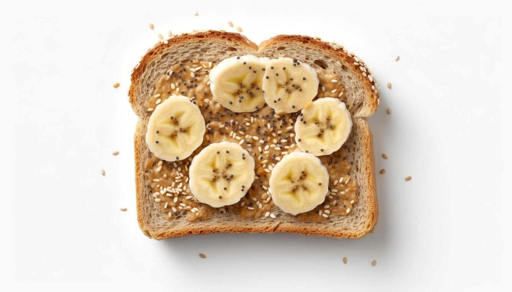 Freshness and sweetness in a healthy meal of banana bread generated by AI photo