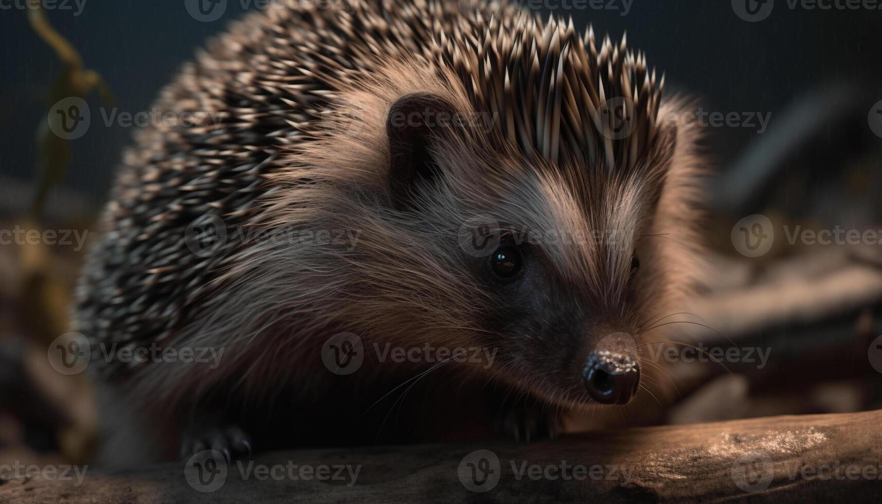 Cute hedgehog, small mammal, furry, looking outdoors, alert and standing generated by AI photo