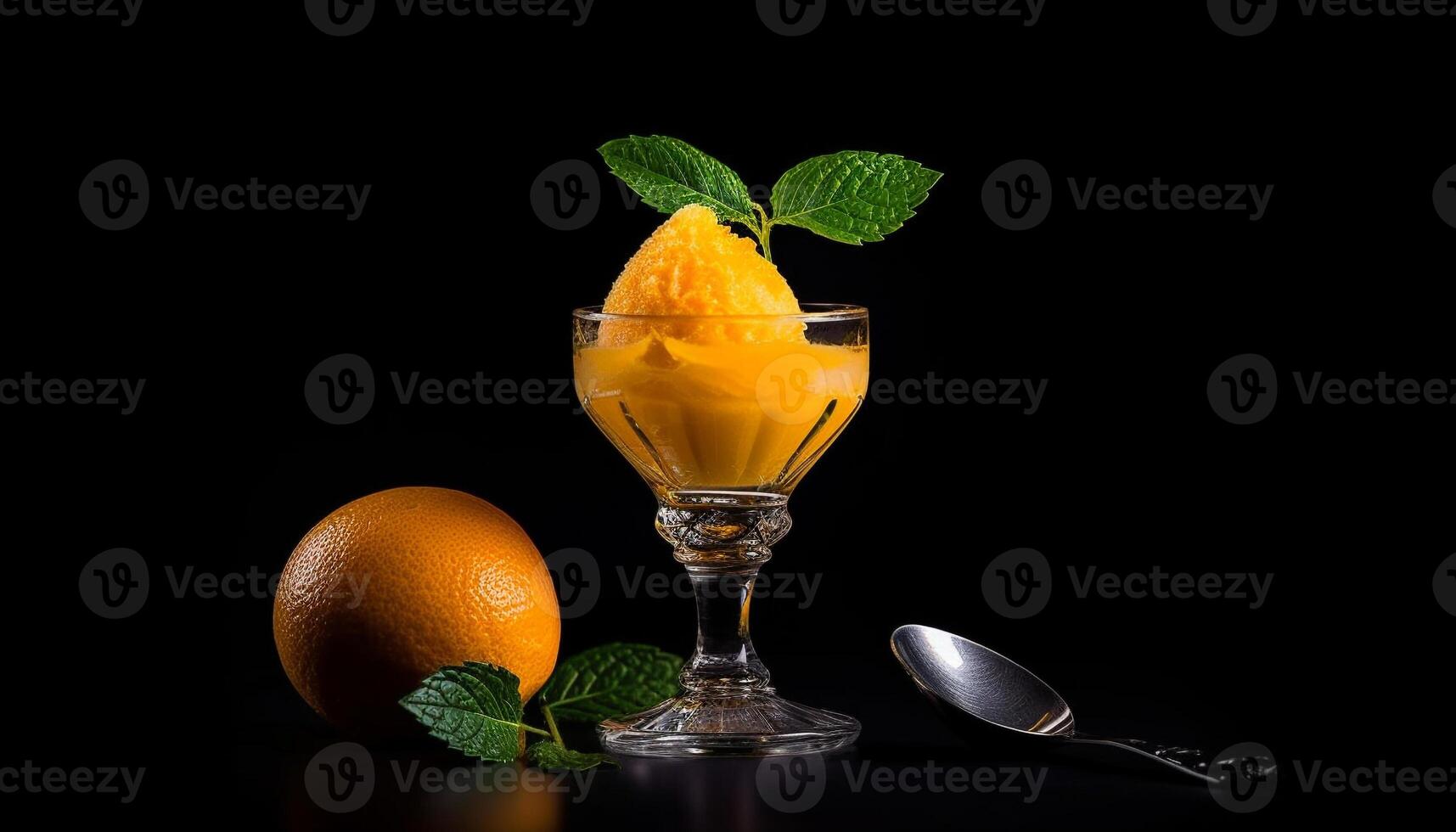 Fresh citrus fruit cocktail with mint leaf, a refreshing summer drink generated by AI photo