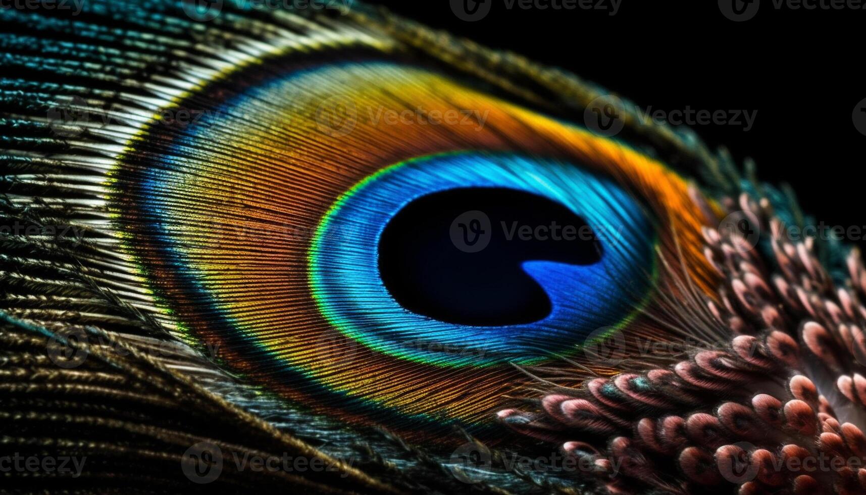 The vibrant peacock feathers showcase nature beauty in multi colors generated by AI photo