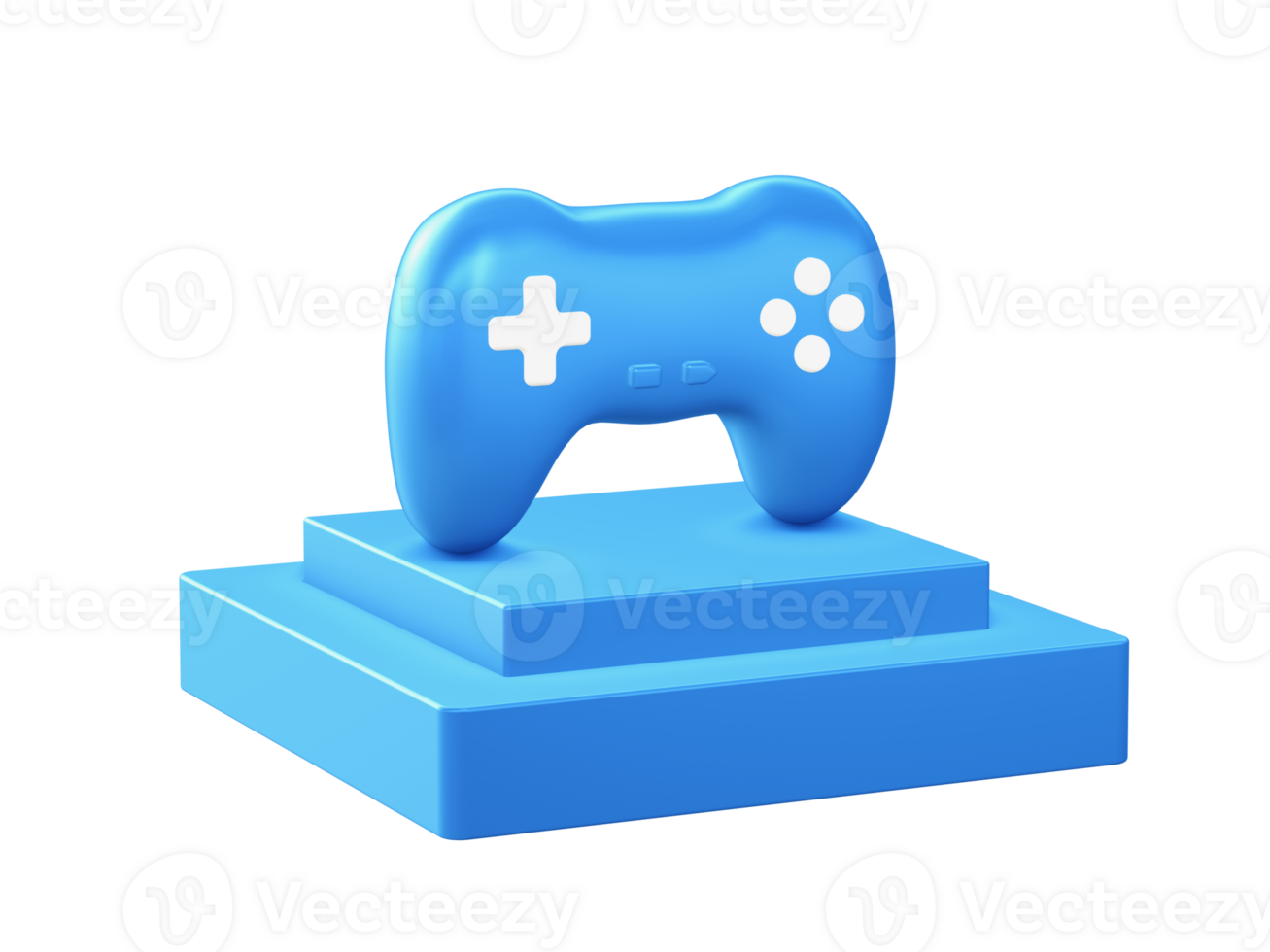 3d render of game controller icon with square podium png