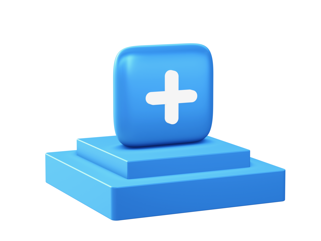 3d render of additional plus icon with square podium png