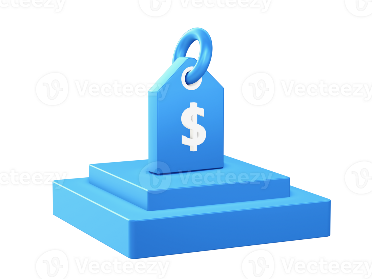 3d render of price tag promo icon with square podium png