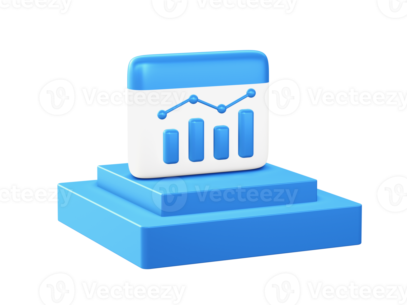 3d render of growth chart icon with square podium png