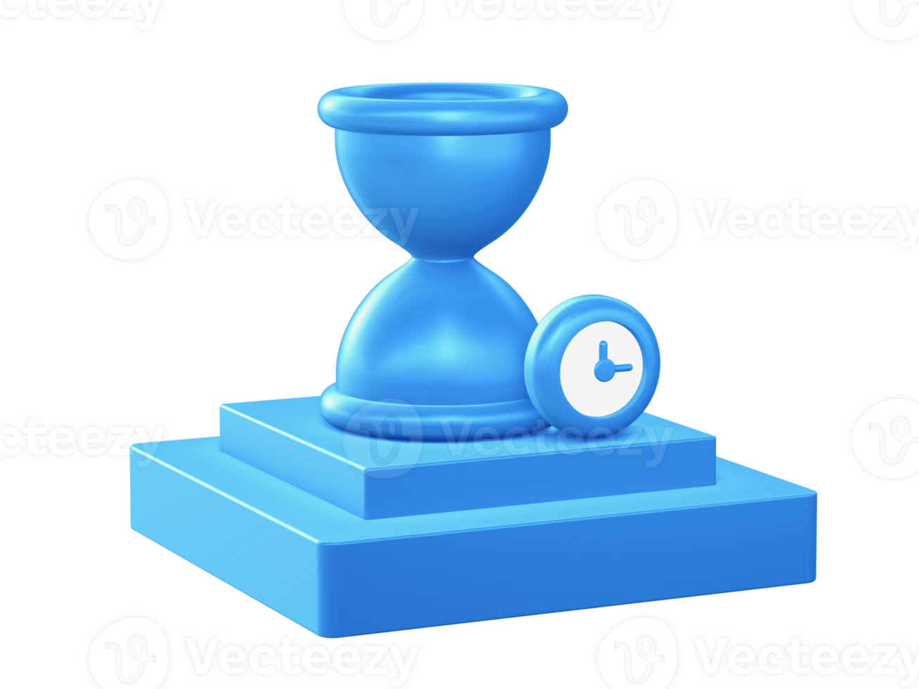 3d render of hourglass icon with square podium png