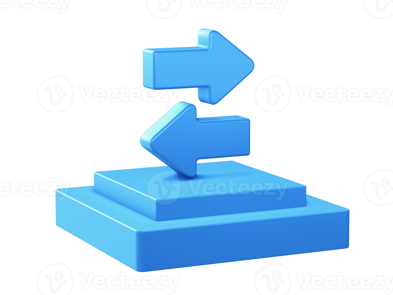 3d render of relationship arrow icon with square podium png