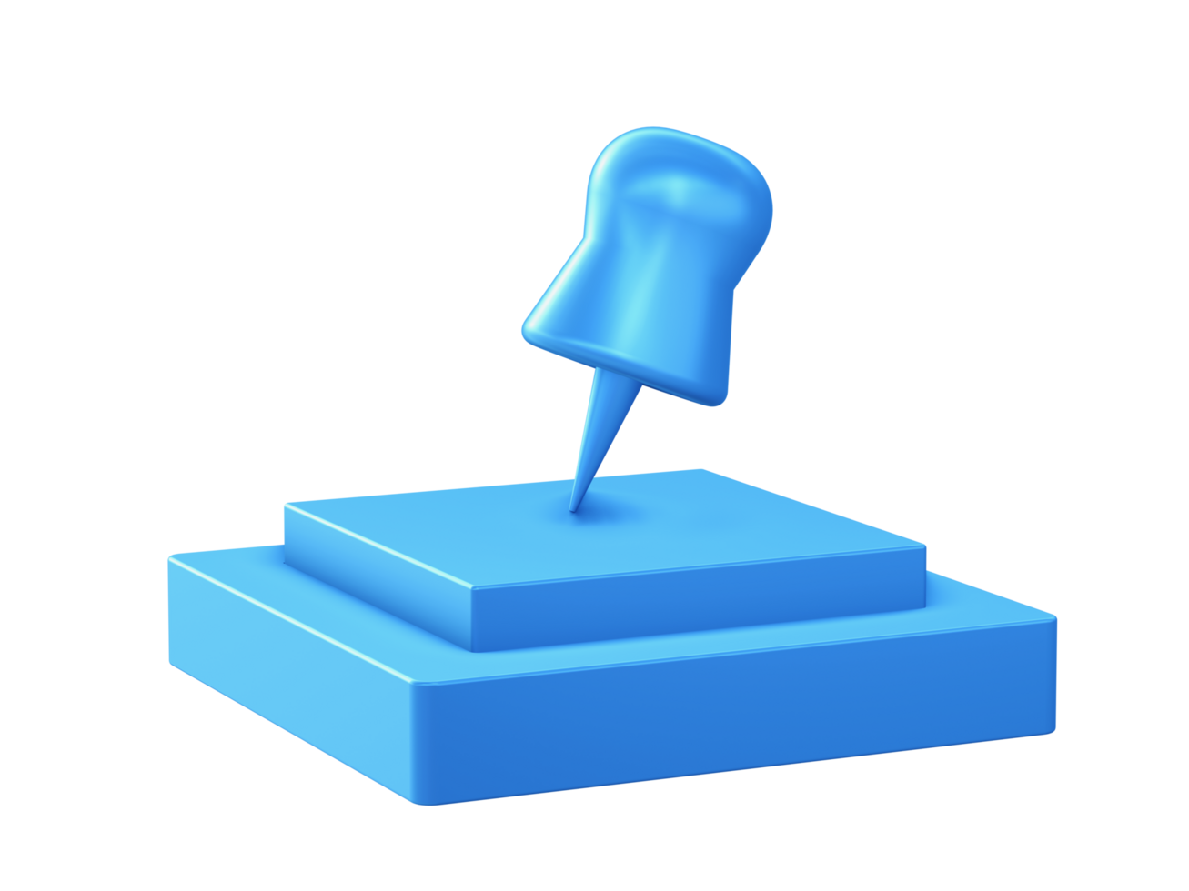 3d render of push pin icon with square podium png