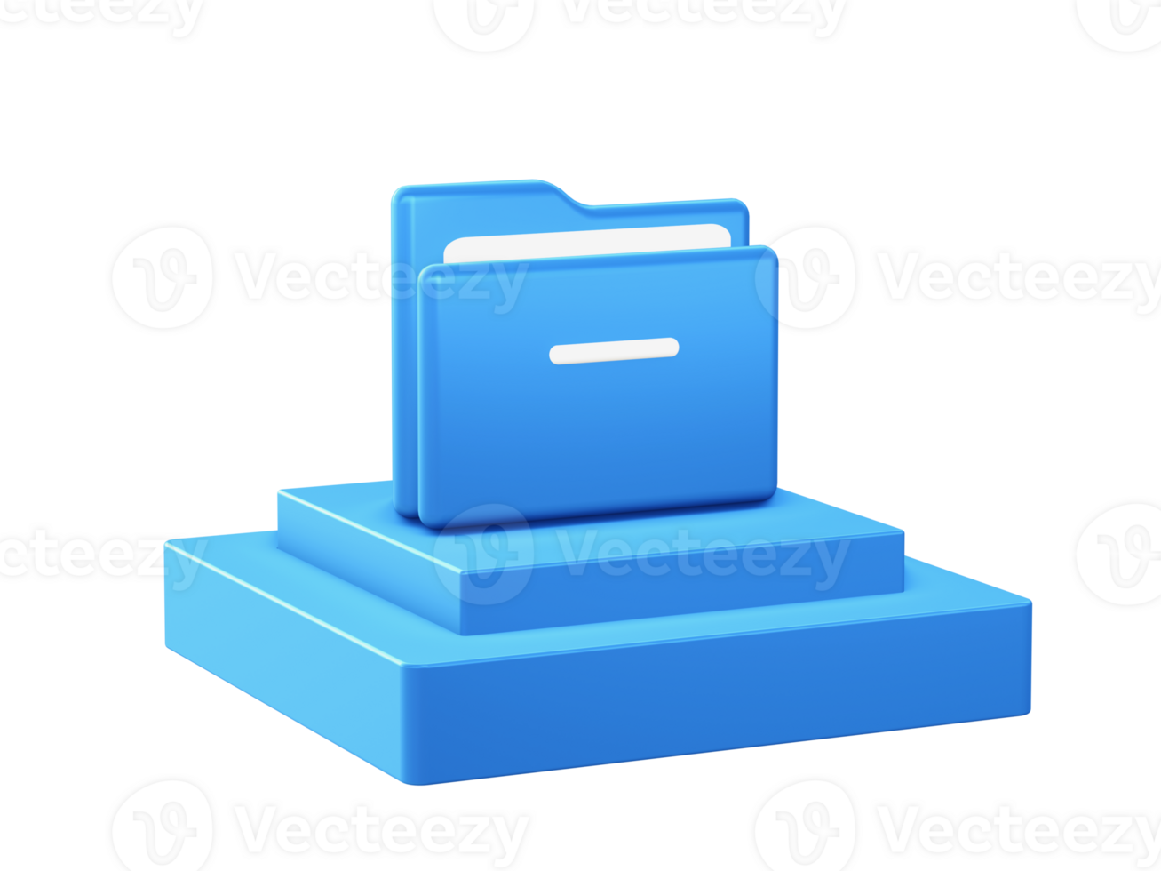 3d render of folder file icon with square podium png