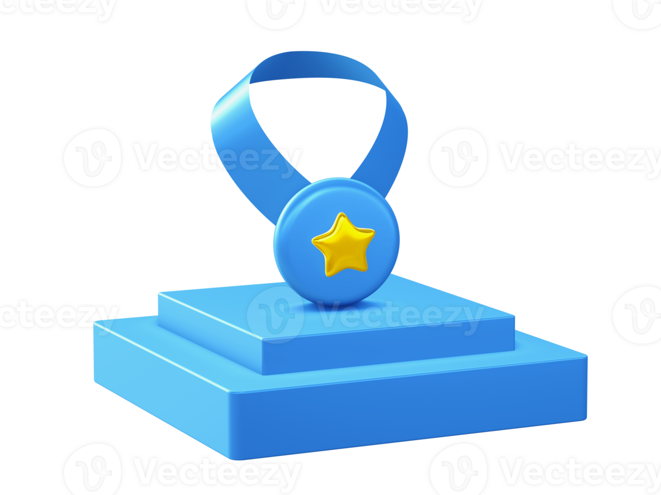 3d render of champion medal icon with square podium png