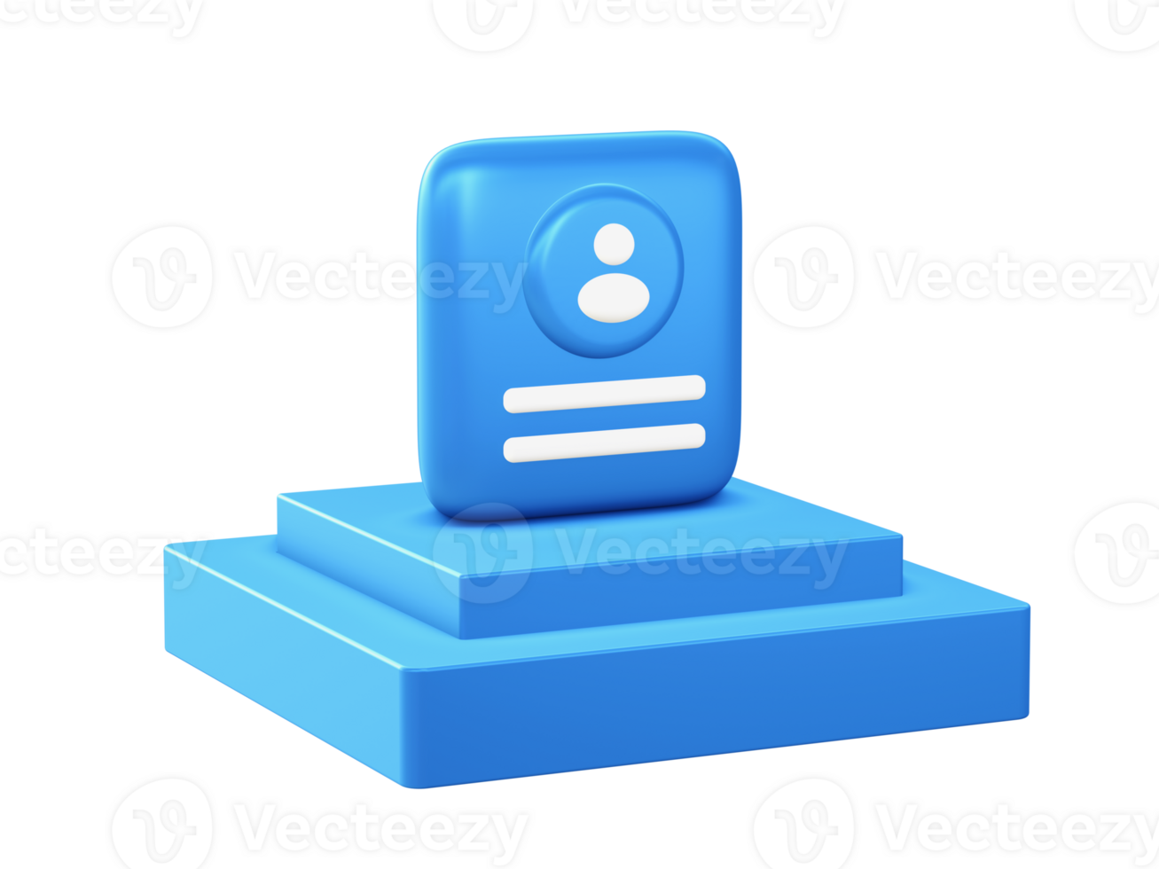 3d render of contact person icon with square podium png