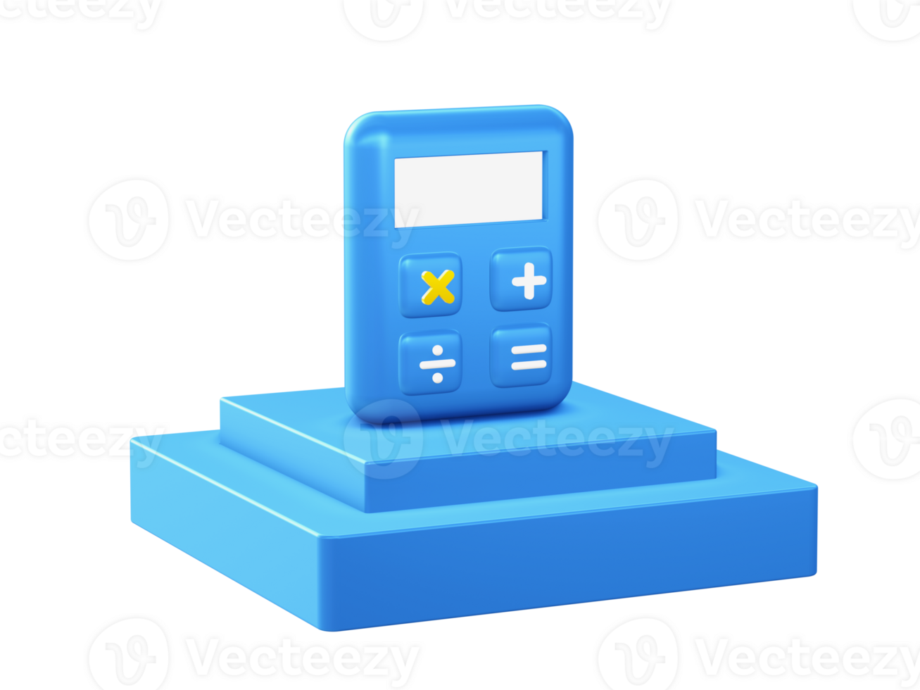 3d render of calculator math icon with square podium png