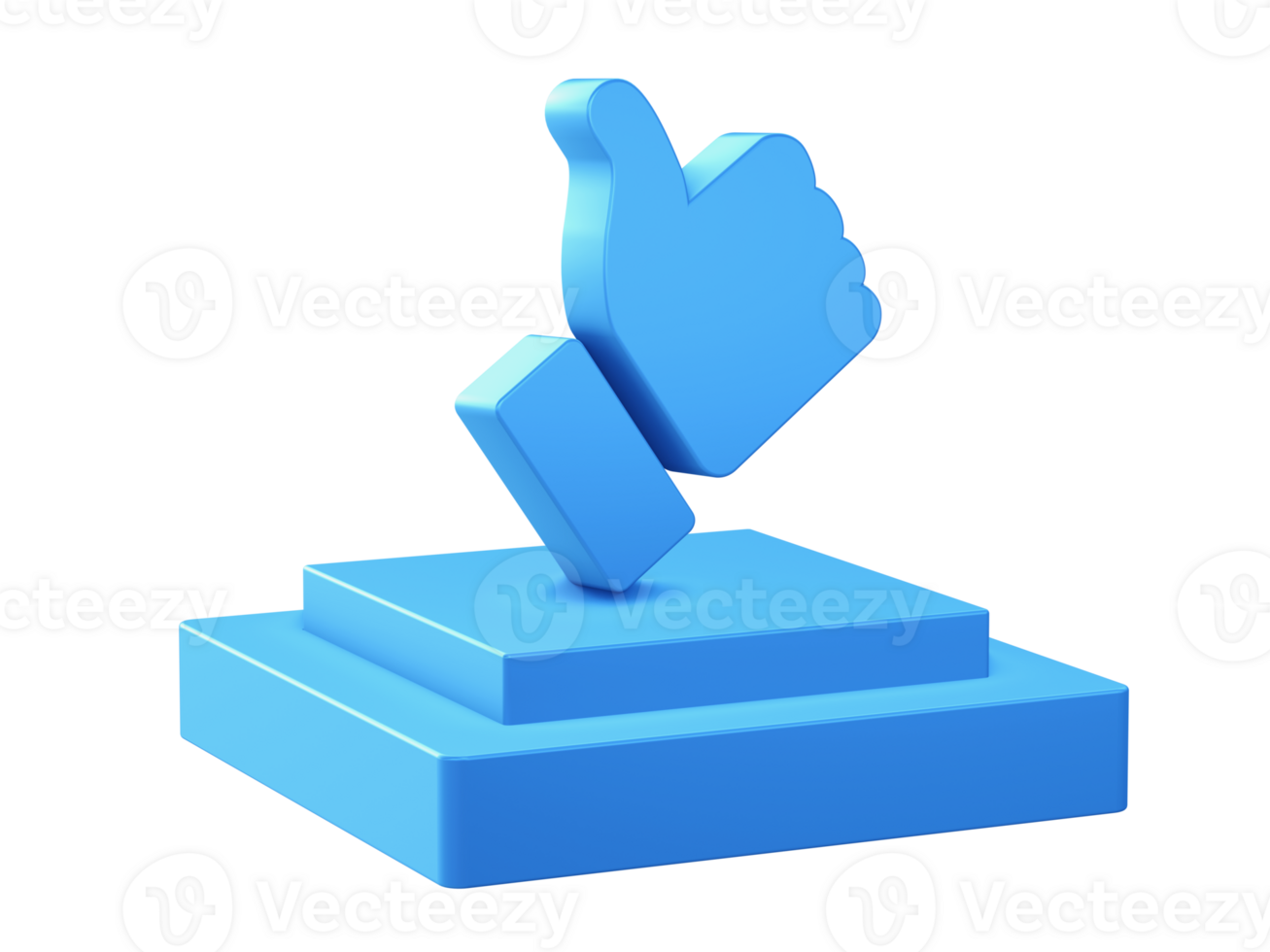 3d render of like button icon with square podium png