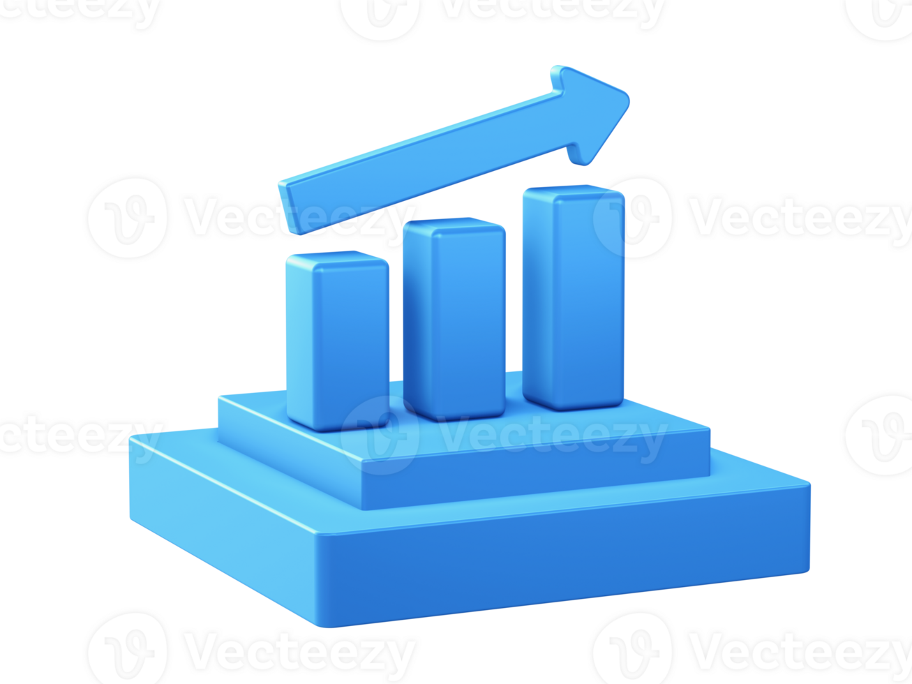 3d render of bar chart icon with square podium png