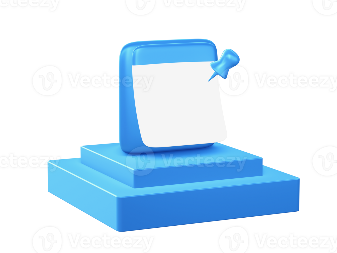 3d render of reminder note paper icon with square podium png