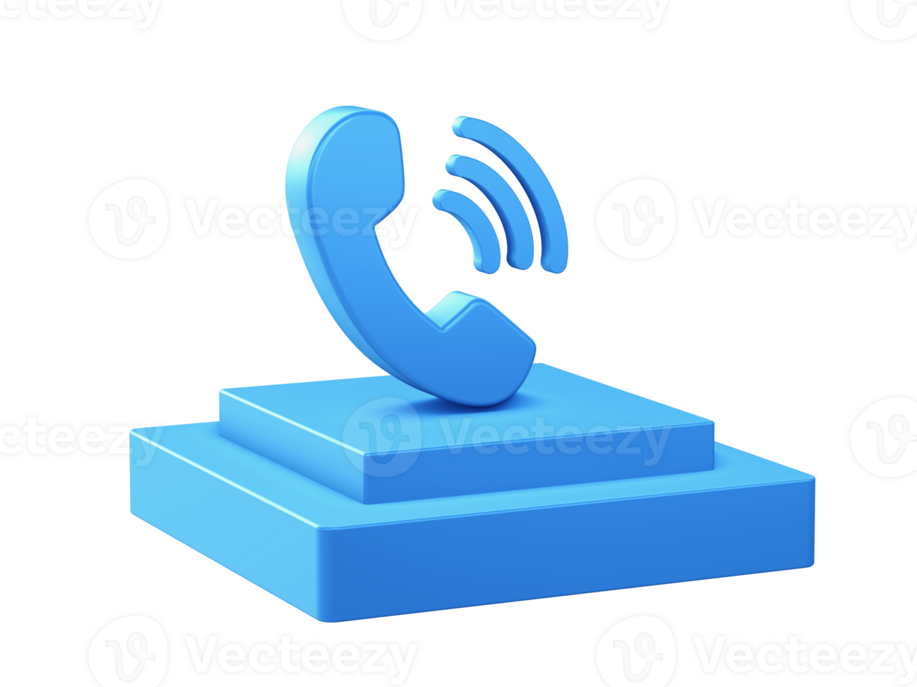 3d render of phone call icon with square podium png