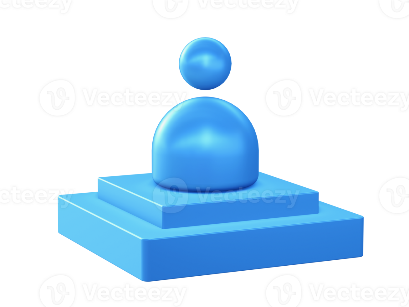 3d render of social network person and people icon with square podium png