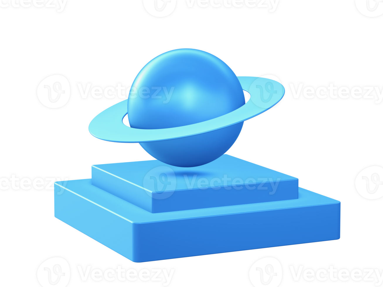 3d render of planet galaxy icon with square podium png