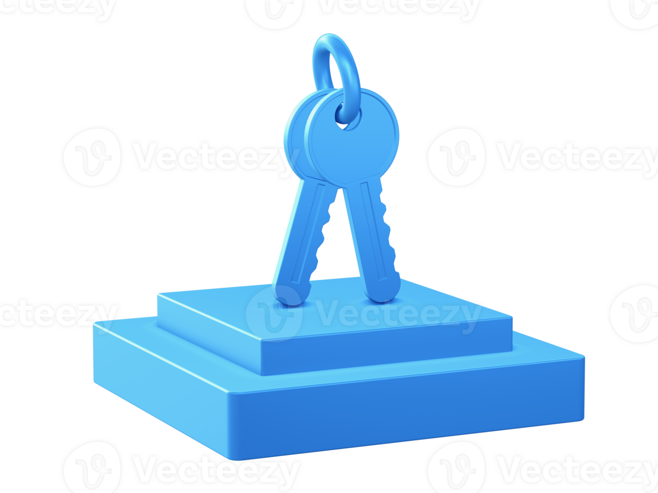 3d render of security Keys icon with square podium png