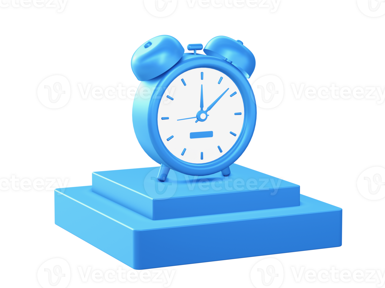 3d render of alarm clock icon with square podium png