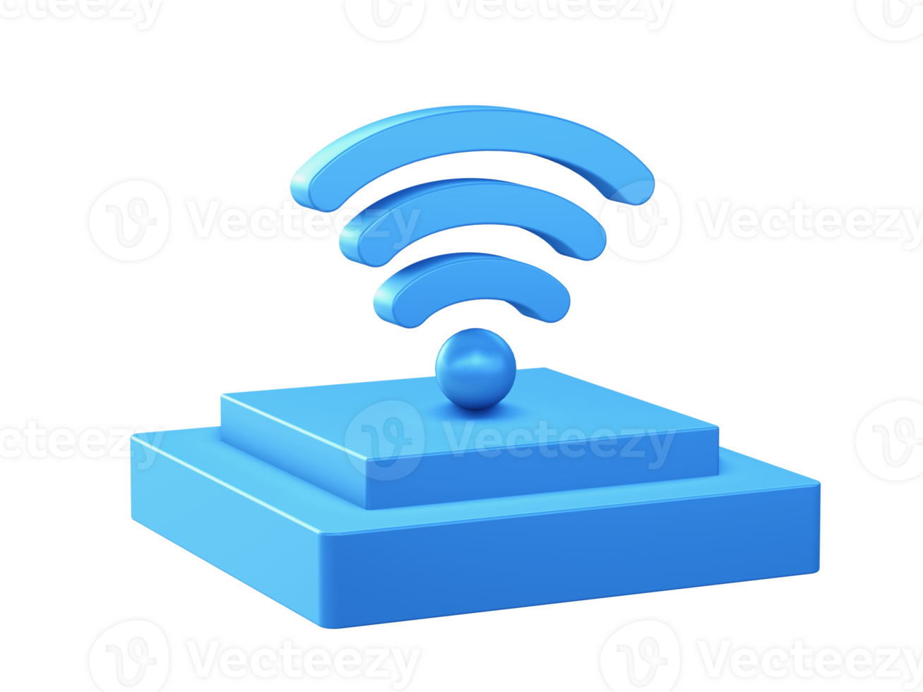 3d render of wifi internet network hotspot icon with square podium png