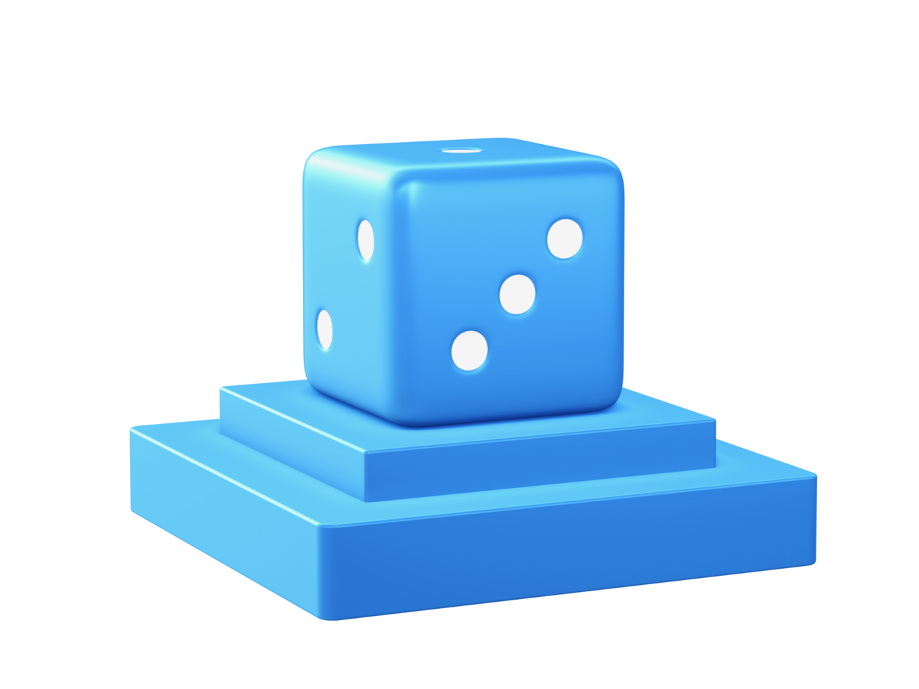 3d render of dice game icon with square podium png