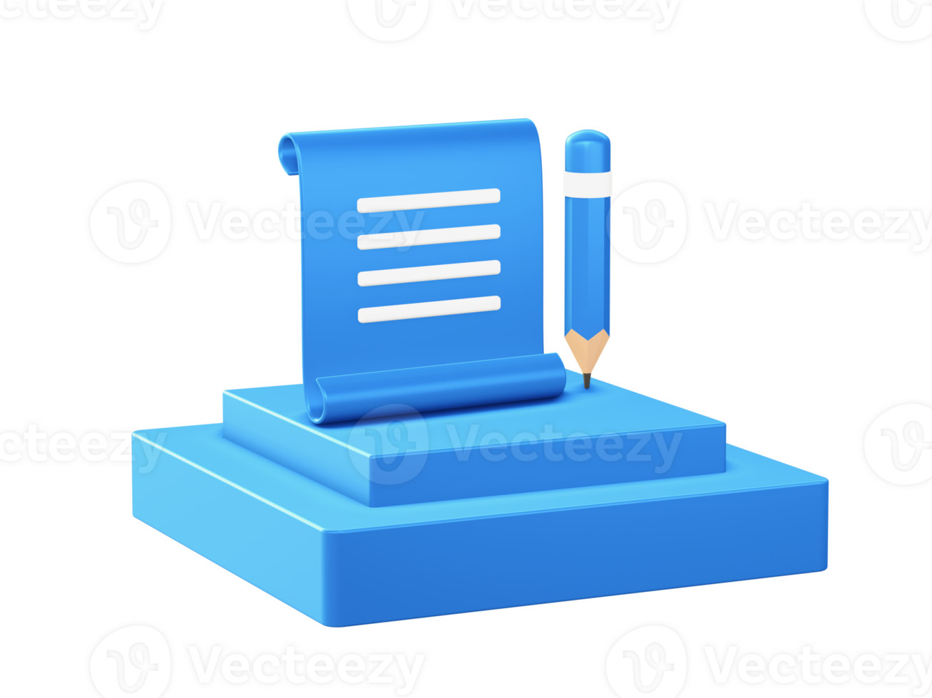 3d render of paper notes reminder icon with square podium png