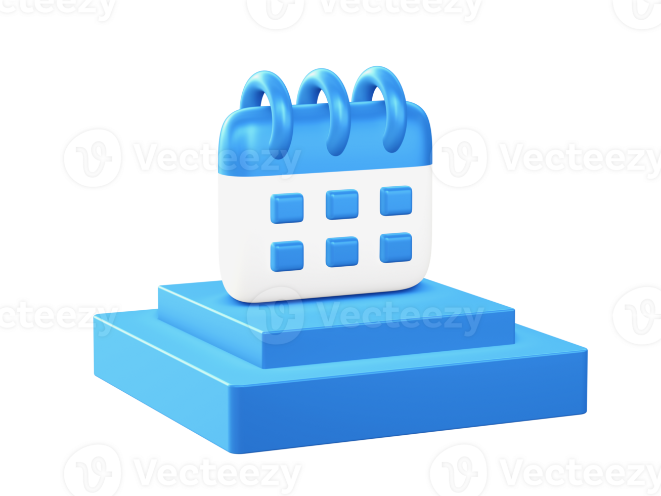 3d render of calendar date and time icon with square podium png