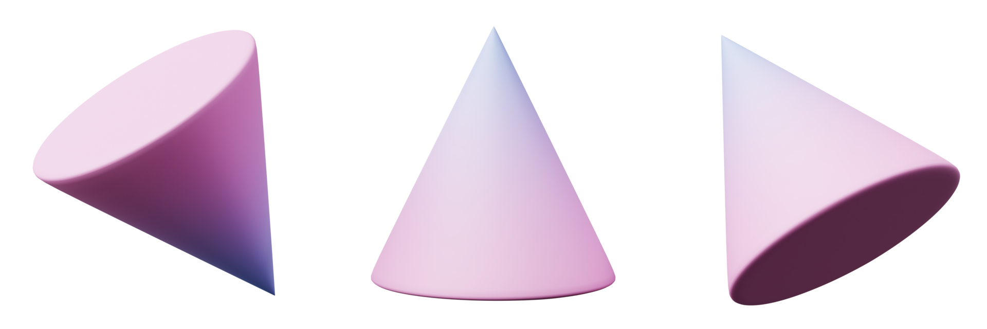 3d Cone pink blue Gradient color, realistic rendering of 3d geometry
