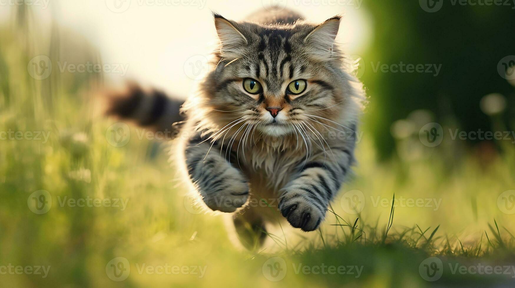 Photo of a running cat. Generative AI