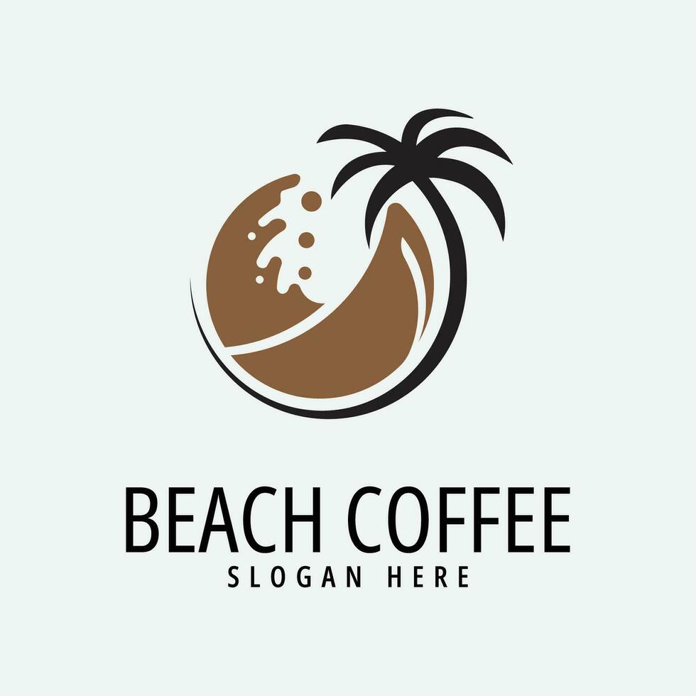 beach coffee logo vector illustration design