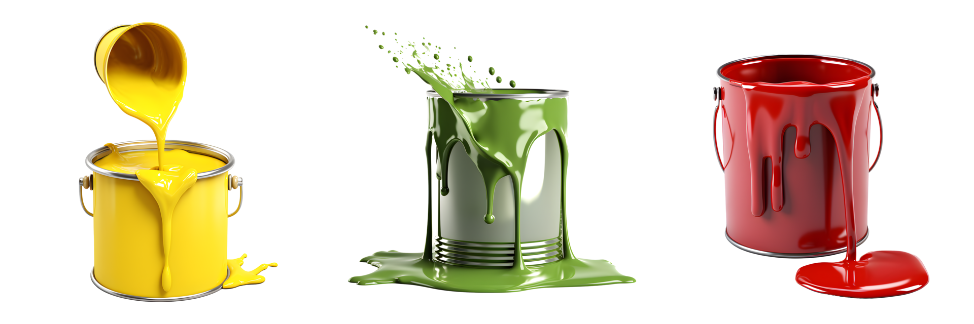 Paint buckets with dripping color. Generative AI 27749932 PNG