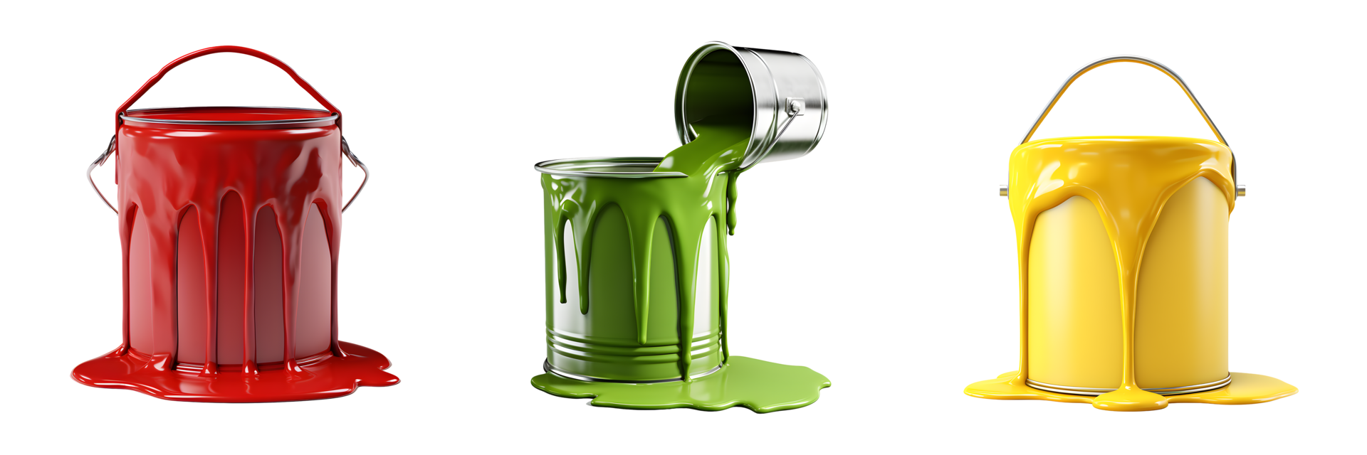 Paint buckets with dripping color. Generative AI 27749937 PNG
