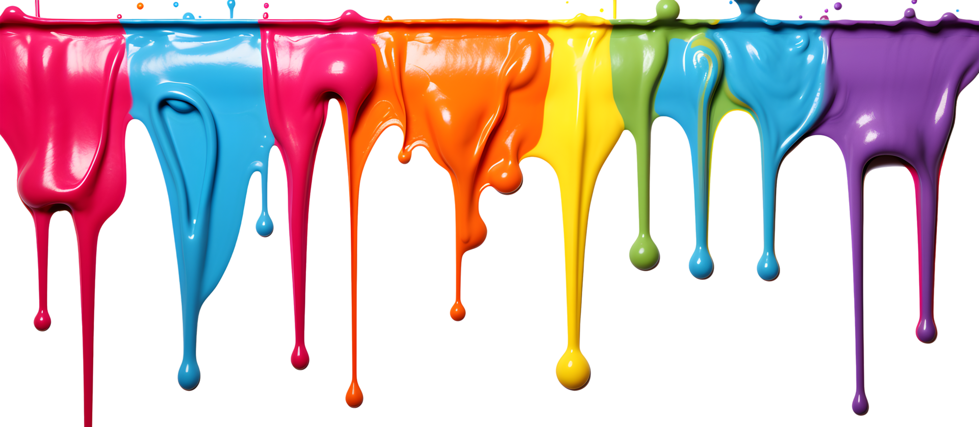 Colorful acrylic paint dripping with liquid drops. Generative AI