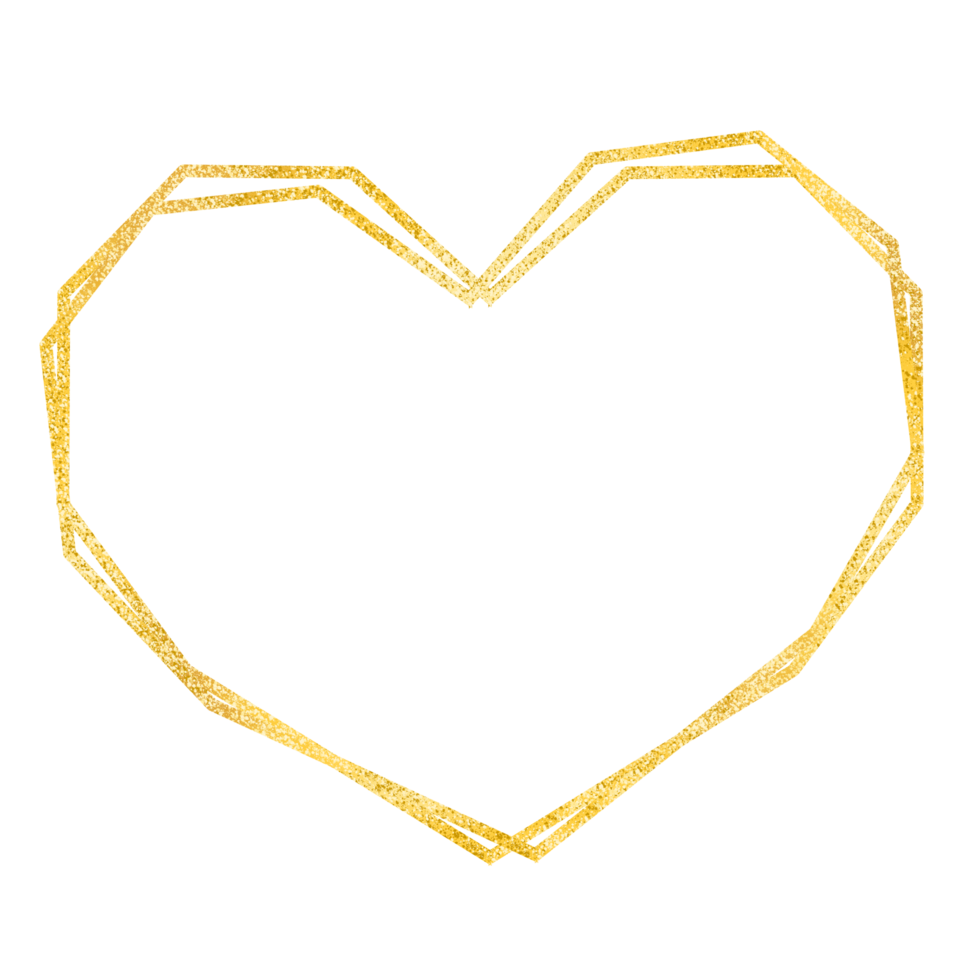 Geometric gold glitter luxury heart frame for invitation png