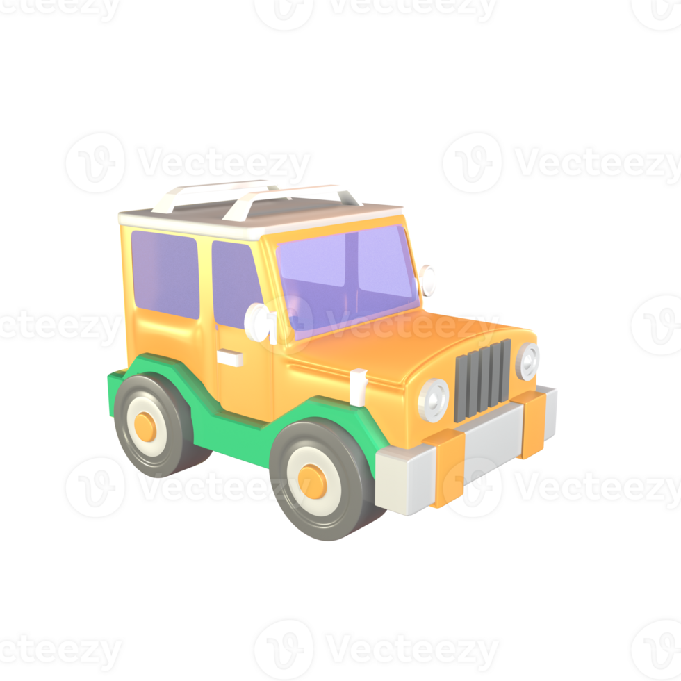 3D icon safari jeep rendered isolated on the transparent background png