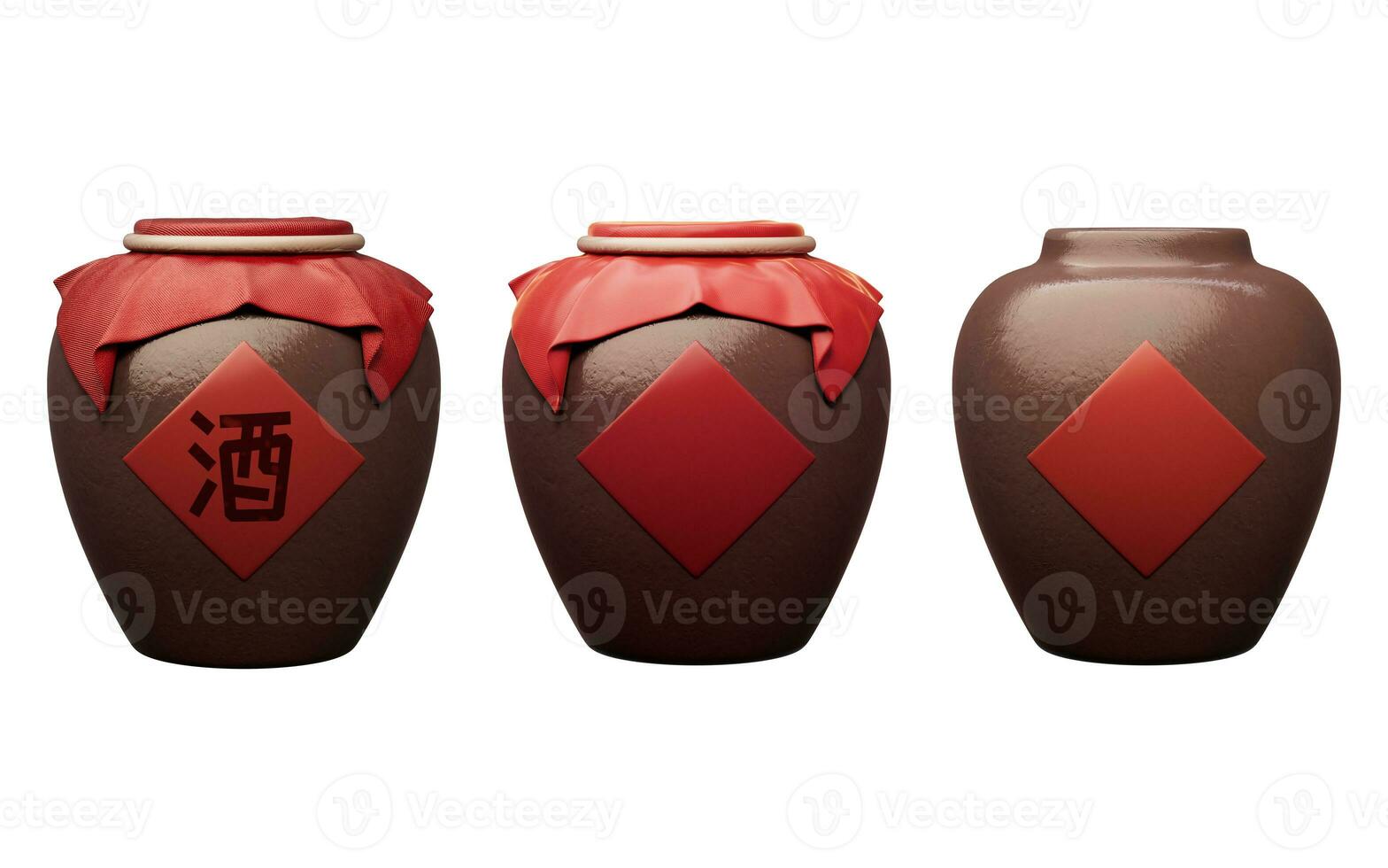 Chinese ancient wine with retro style, 3d rendering. Translation on the jar wine. photo