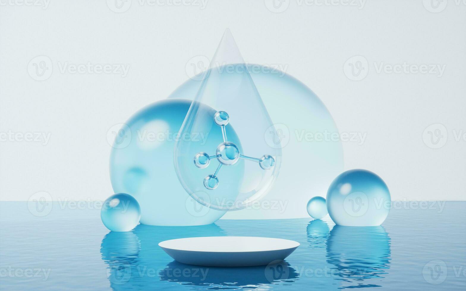 Water drop and water surface, 3d rendering. photo