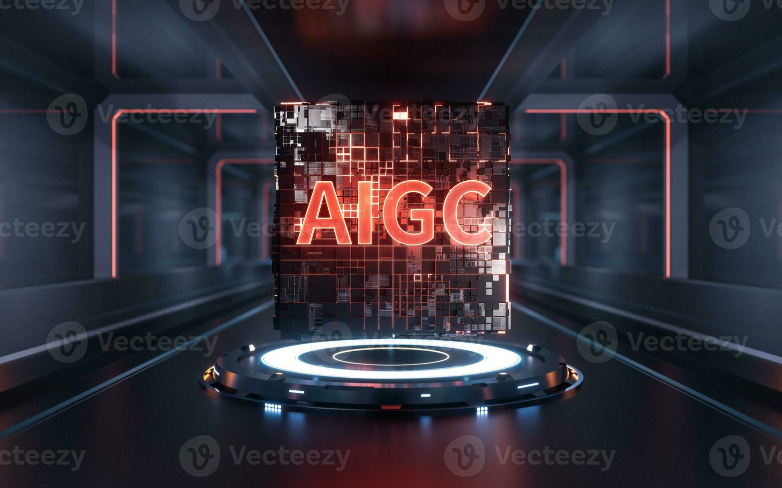 AIGC with technology background, 3d rendering. photo