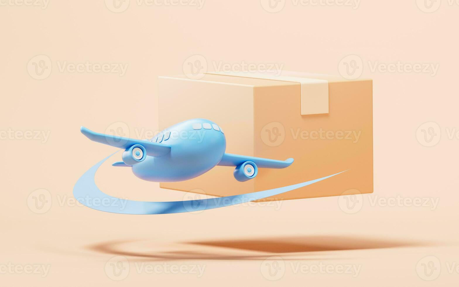 avión y transporte con dibujos animados estilo, 3d representación. foto