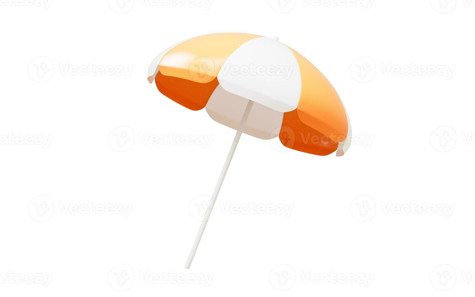 Orange beach umbrella with cartoon style, 3d rendering. photo