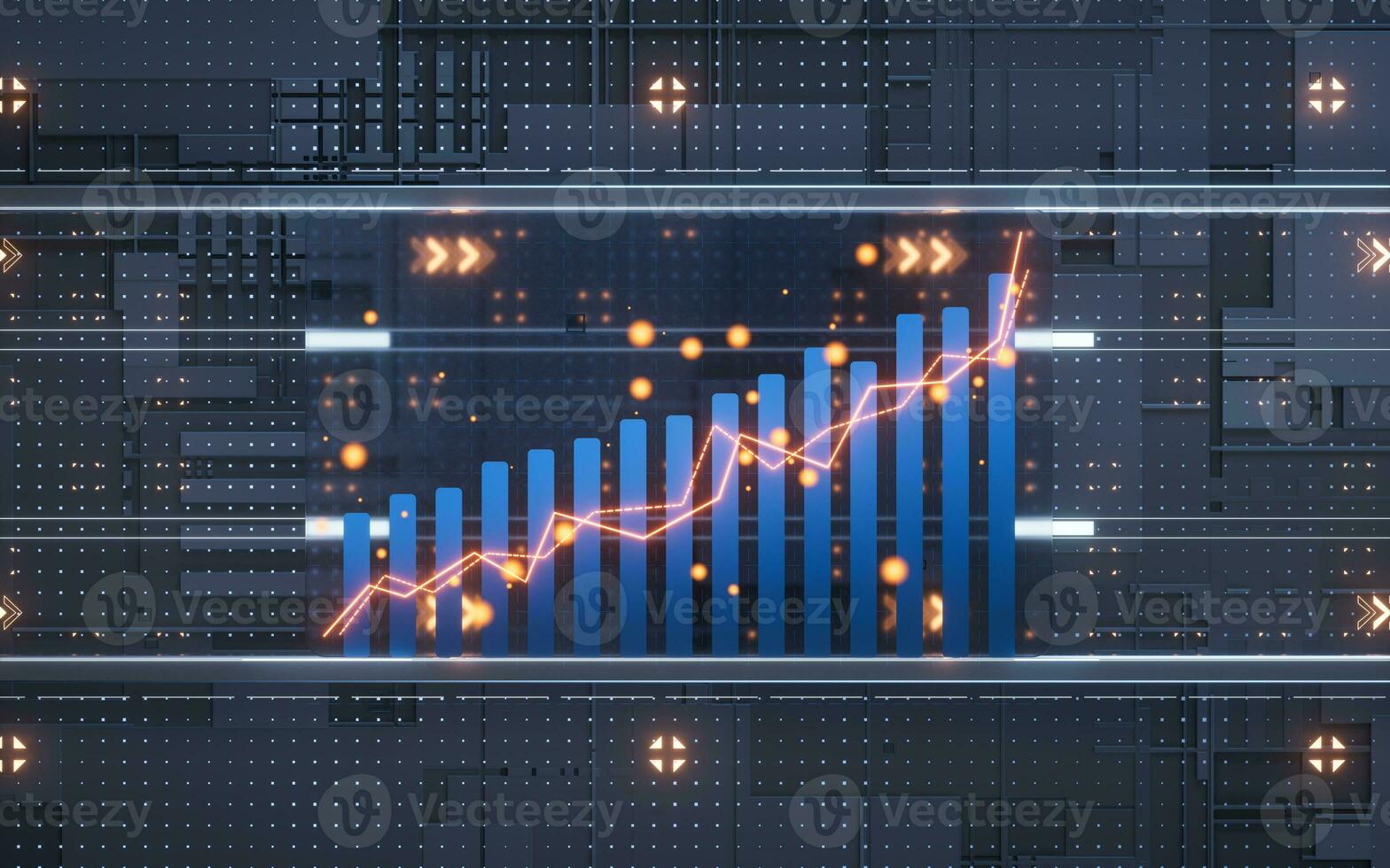 statistical graph with business finance concept, 3d rendering. photo