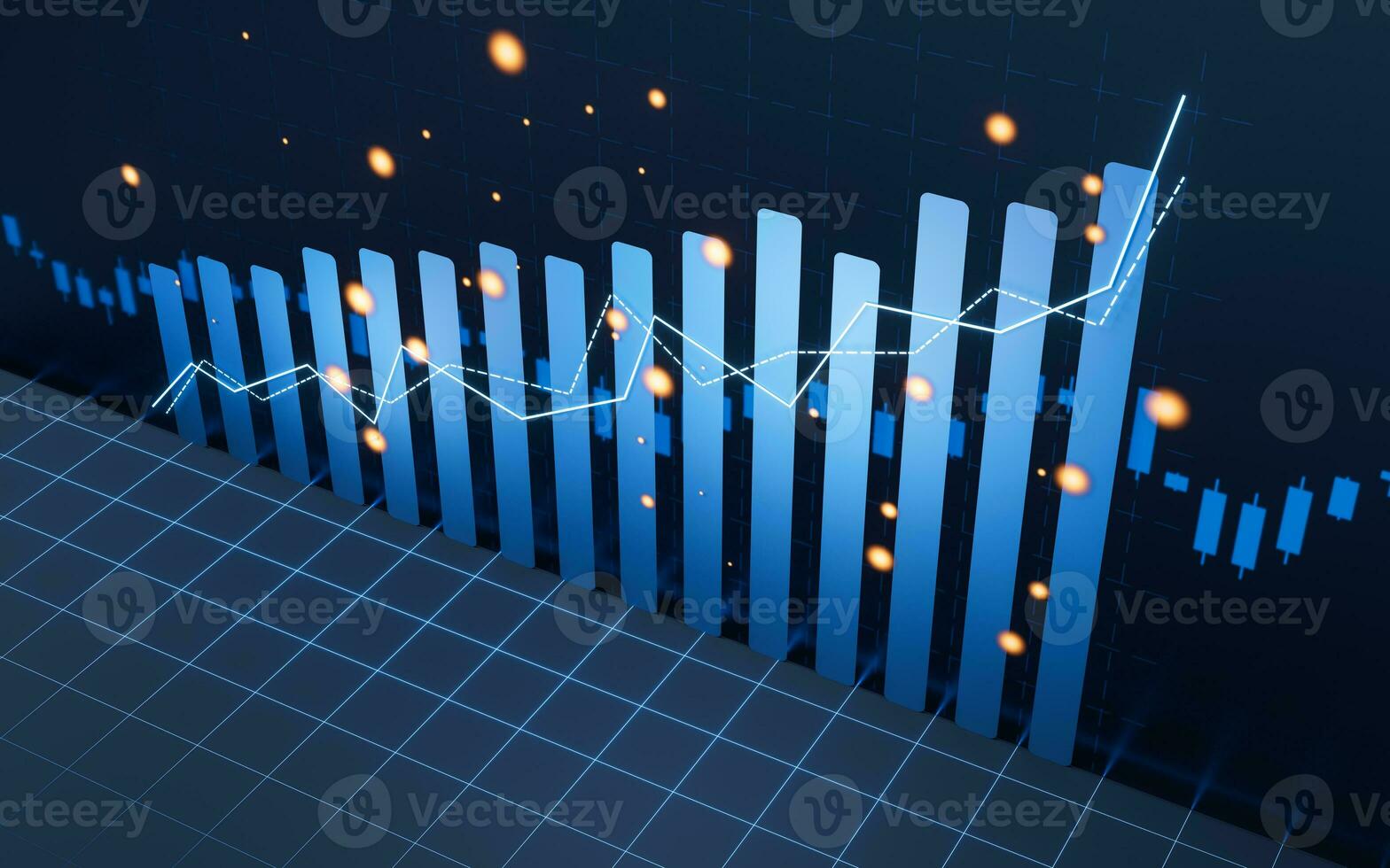 estadístico grafico con negocio Finanzas concepto, 3d representación. foto