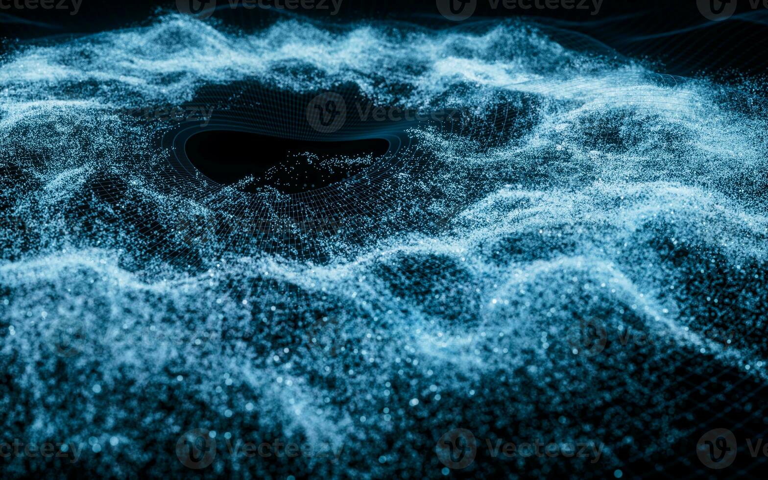 Abstract wave particles background, 3d rendering. photo