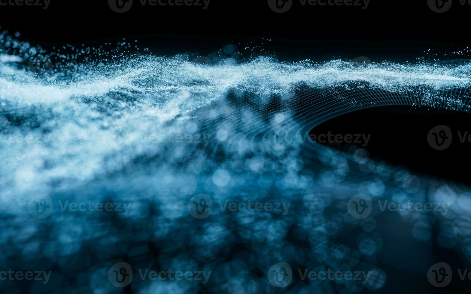 Abstract wave particles background, 3d rendering. photo