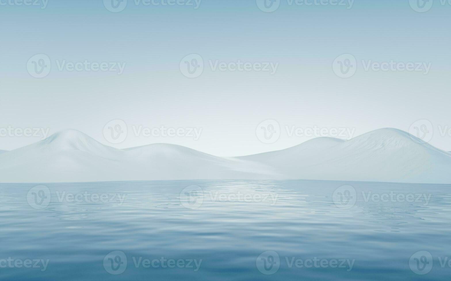 Lake and water surface background, 3d rendering. photo