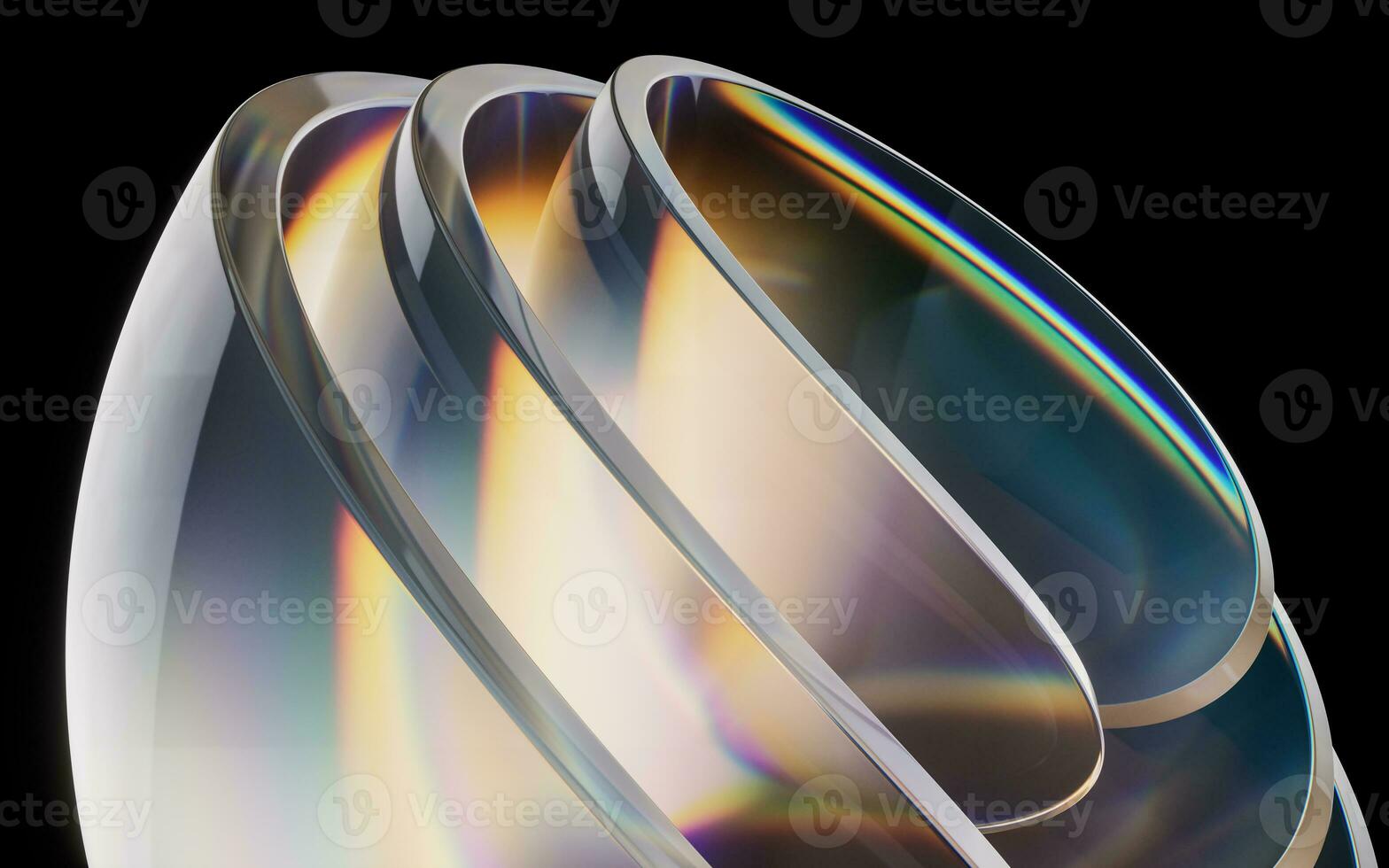 Colorful curve glass with dispersion, 3d rendering. photo