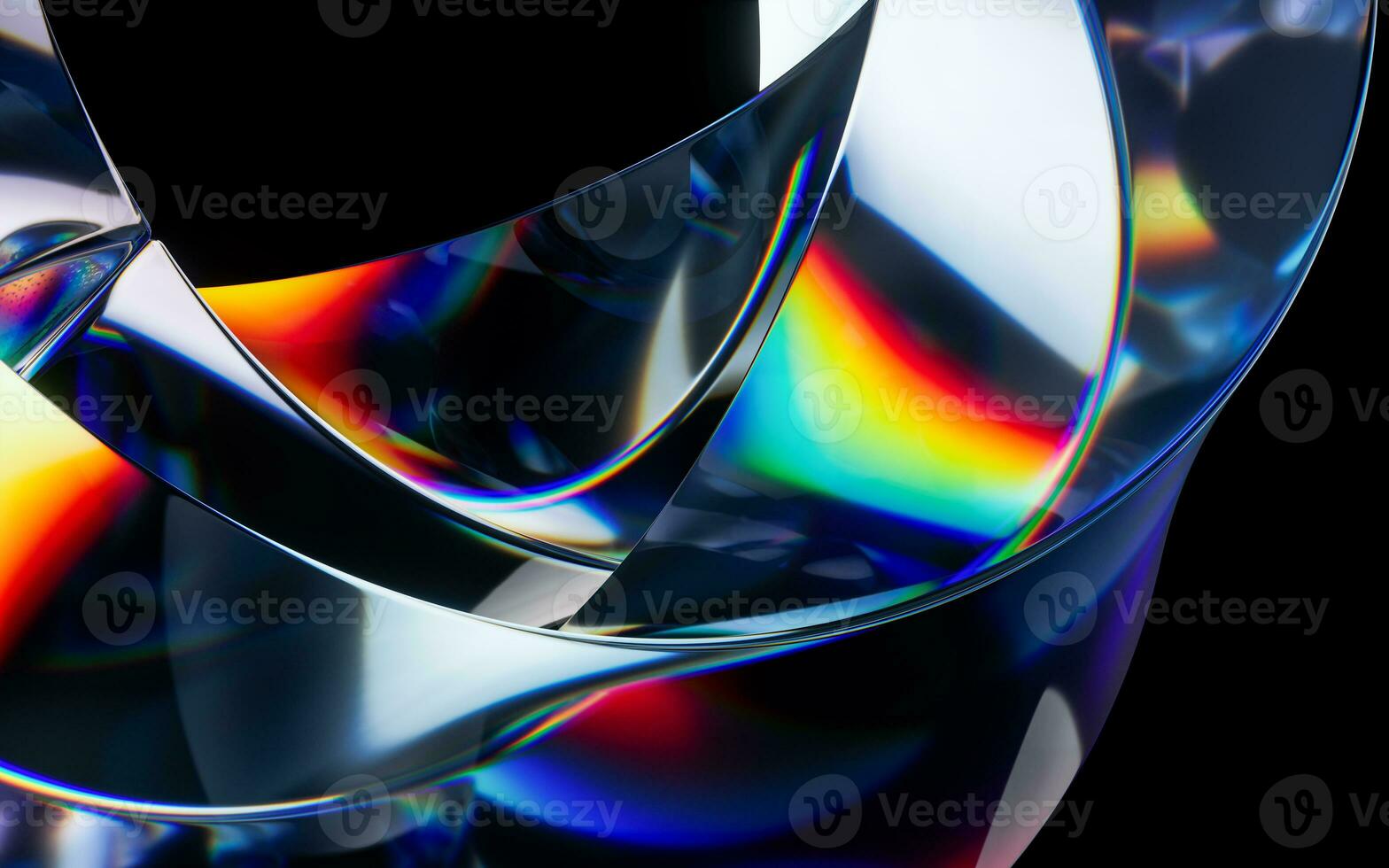 Colorful curve glass with dispersion, 3d rendering. photo