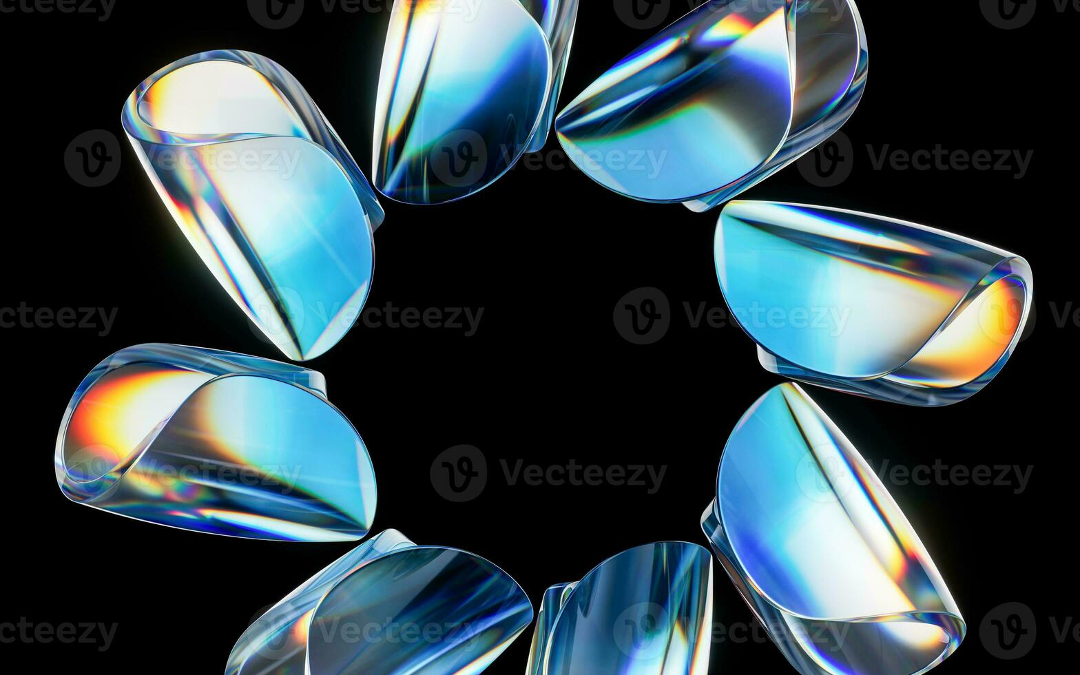 Colorful curve glass with dispersion, 3d rendering. photo